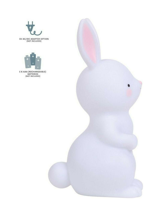 A Little Lovely Company Lumini LED Lampă decorativă pentru copii Bunny cu Schimbări de Culori Alb 14x13x18εκ.