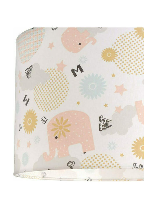 Veis Elephants Single Bulb Kids Lighting Pendant of Fabric 60W with Drive Size E27 35x24cm