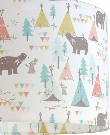 Veis Teepee Bears Μονόφωτο Παιδικό Φωτιστικό Κρεμαστό από Ύφασμα 60W με Υποδοχή E27 35x24cm