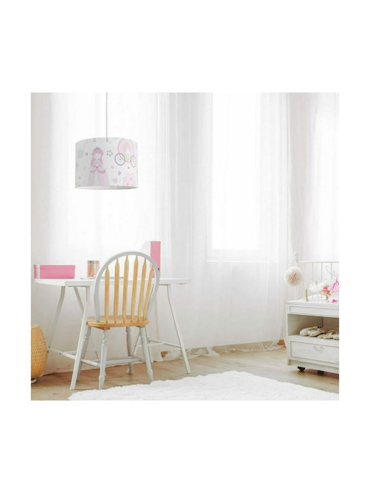 Veis Hesperis Kids - Love Princess Single Bulb Kids Lighting Pendant of Fabric 60W with Drive Size E27 In Pink Colour