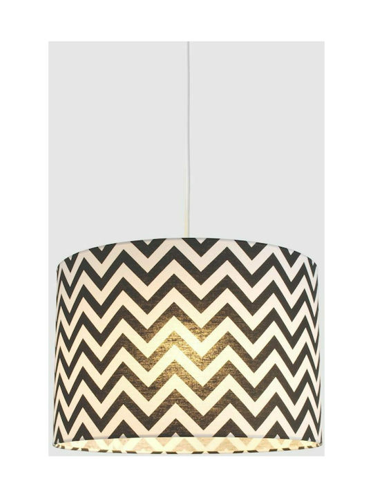 Veis Hesperis Chevron Single Bulb Kids Lighting Pendant of Fabric 60W with Drive Size E27 Black 35x24cm