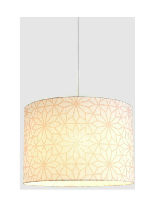 Veis Kids Fabric Single Ceiling Light E27 Hesperis Geometric Floral Pink 60W 35x24cm