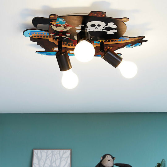 Eglo Pirate Kronleuchter Kinderdeckenleuchte Deckenleuchte montieren 40W mit Fassung E27 Mehrfarbig 42.5cm