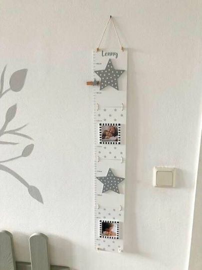 Jabadabado Wooden Kids Growth Height Chart Star Light Blue 150cm