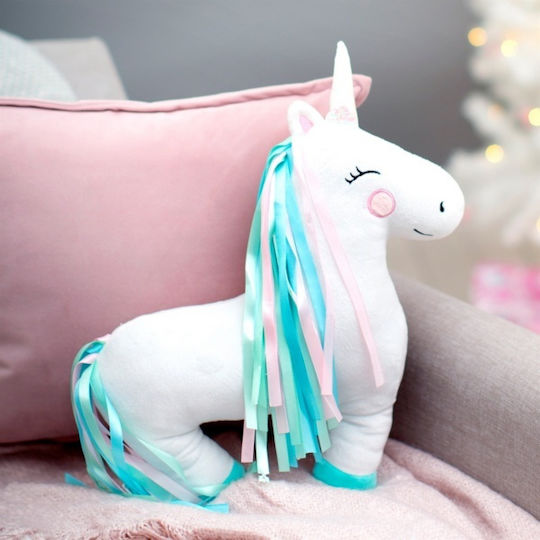 Sass & Belle Pernă Decorativă pentru Pătuț Rainbow Unicorn Alb 40x35cm