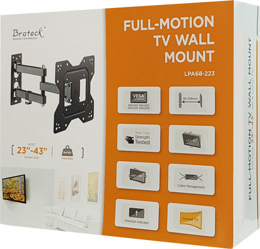 Brateck LPA68-223 Full-motion Βάση Τηλεόρασης Τοίχου με Βραχίονα έως 43" και 30kg