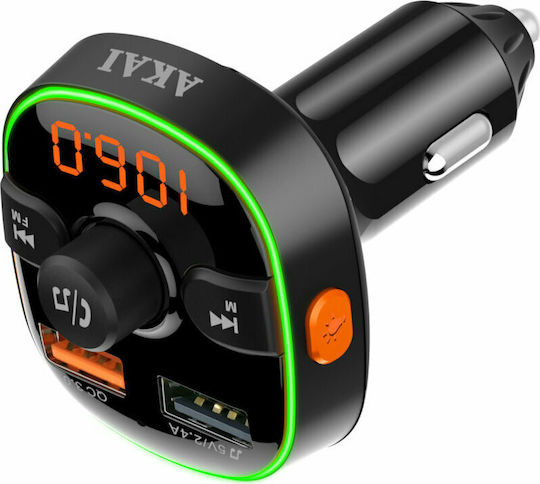 Akai Proffesional FM Car Transmitter FMT-52BT Led with Bluetooth / MicroSD / USB