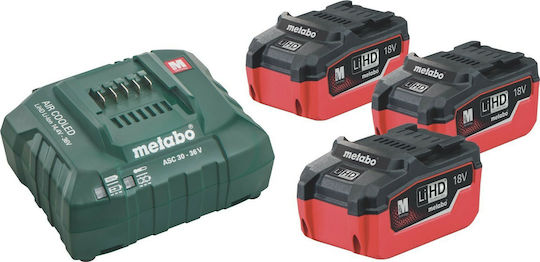 Metabo Set 3 Werkzeugbatterien 18V Kapazität 5.5Ah mit Ladegerät