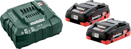Metabo Set 2 Tool Batteries Lithium 18V Capacity 8Ah with Charger