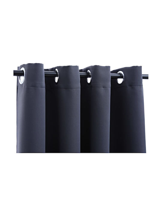 vidaXL Set Of Gray Blackout Curtains With Grommets 140x175cm