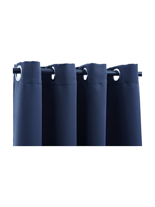vidaXL Set of Blackout Curtains with Grommets Blue 140x175cm