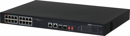 Dahua PFS3218-16ET-135 Unverwaltet L2 PoE+ Switch mit 16 Ports Ethernet und 2 SFP Ports