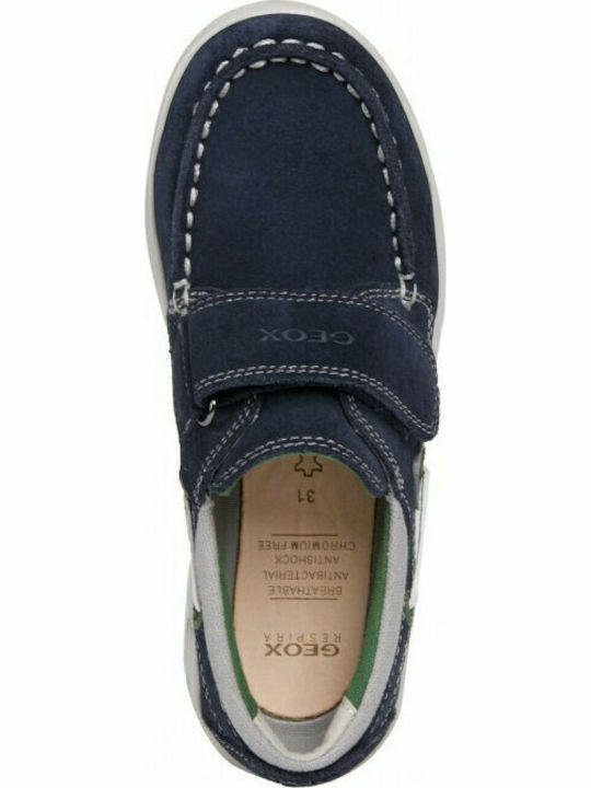 Boys Suede Moccasins with Velcro Djrock Navy Blue J025VA02210-C4248