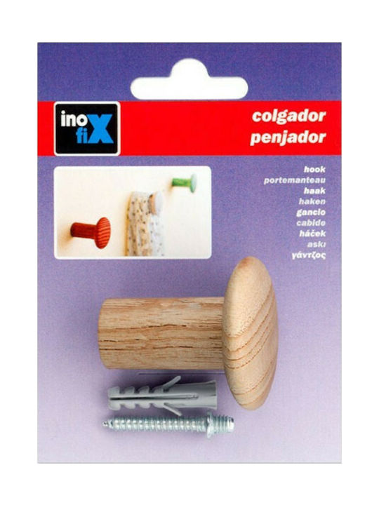 Inofix Wooden Wall Hanger Natural 4x4.5x4cm