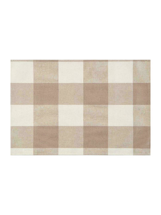 Borea Καρώ Cotton Stain Resistant Checkered Tablecloth Μπεζ 140x140cm