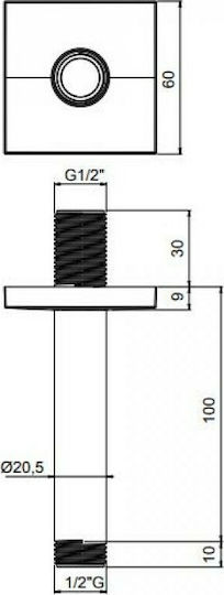 Eurorama Emotion Квадратен Капаче за душ 20x20см с Ръка 10см Inox