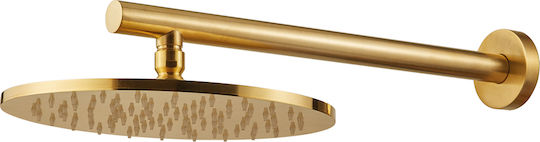 Armando Vicario Industrial Round Showerhead 25cm with Arm 35cm Brushed Gold