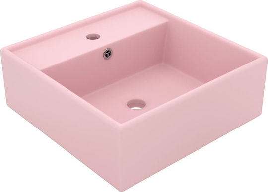 vidaXL Επικαθήμενος Νιπτήρας Κεραμικός 41x41x15cm Ροζ