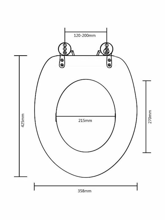 vidaXL Wooden Toilet Seat Black 42.5cm
