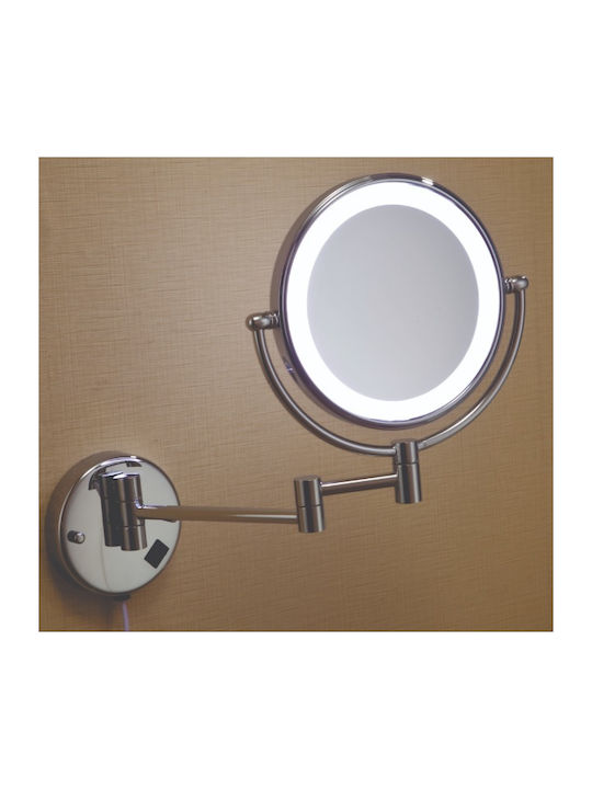 Morris Magnifying Round Bathroom Mirror Led made of Stainless Steel 23x23cm Silver