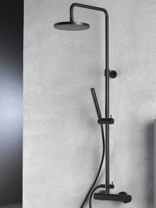 Armando Vicario Slim Adjustable Shower Column without Mixer 83-144cm Black