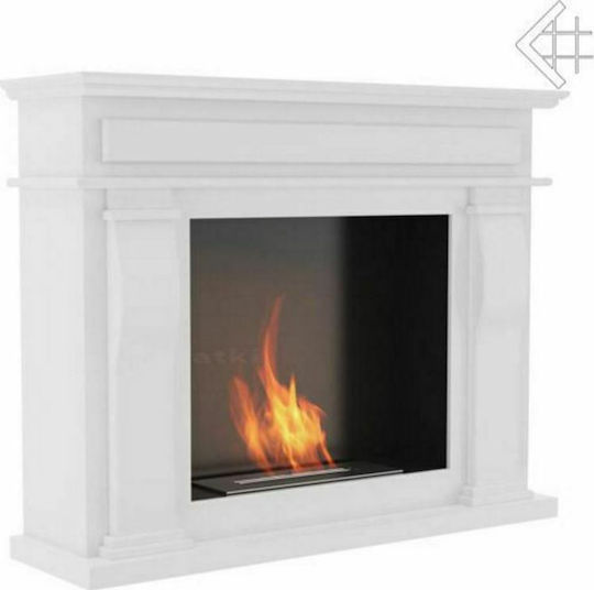 Kratki October Tuv Indoor Floor Bioethanol Fireplace White 115x33x95.9cm