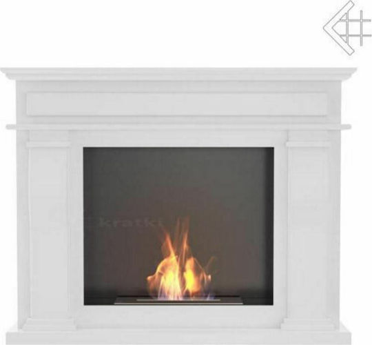 Kratki October Tuv Indoor Floor Bioethanol Fireplace White 115x33x95.9cm