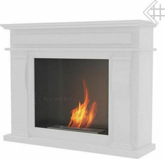 Kratki October Tuv Indoor Floor Bioethanol Fireplace White 115x33x95.9cm