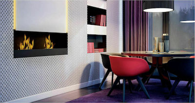 Kratki Quebec Tuv Indoor Wall Mounted Bioethanol Fireplace Black 115x29.5x39.8cm