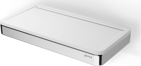 Geesa Frame Wall Mounted Bathroom Shelf Metallic 21x10.8x2.5cm Chrome White Matt White