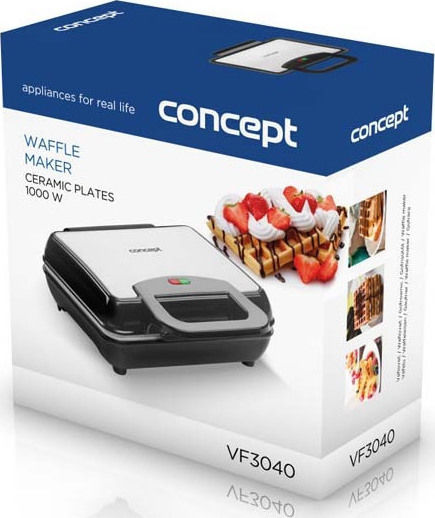 Concept VF3040 Waffle Maker For Rectangular Waffles 2 Number Of Waffles With Ceramic Coating 1000W