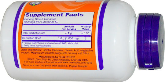 Now Foods Dandelion Root 500mg 100 κάψουλες