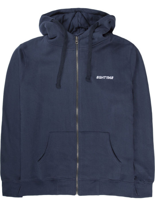 Basehit Men's Sweatshirt Jacket with Hood and Pockets Navy Blue