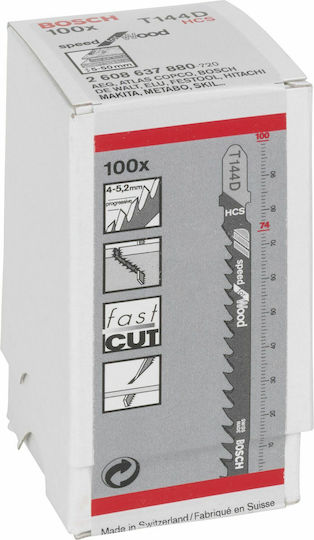 Bosch T144D Λάμες για Ξύλο 100mm 100τμχ