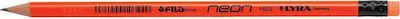 Lyra Neon Pencil HB with Eraser Red