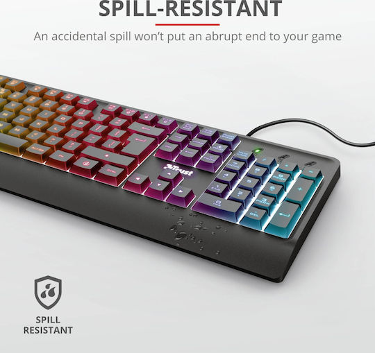 Trust Ziva Rainbow LED Gaming Keyboard with RGB lighting (Greek)