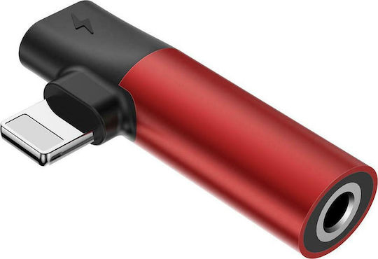 Baseus L43 Метаморфоза Мълния мъжки в 3.5mm / Мълния женски Червен
