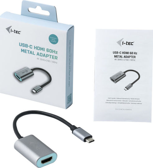 i-tec Μετατροπέας HDMI female σε USB-C male Γκρι 1τμχ C31METALHDMI60HZ