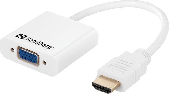 Sandberg 508-77 Converter HDMI male to VGA / 3.5mm female White 1pcs