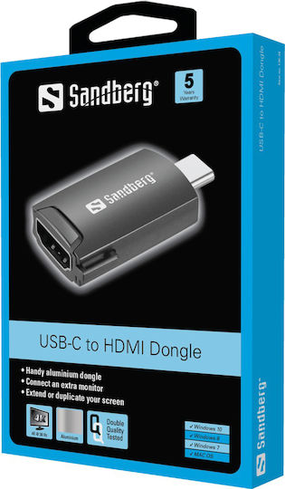 Sandberg Converter USB-C male to HDMI female 1pcs 136-34