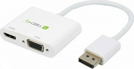 Techly Convertor DisplayPort Masculin În HDMI / VGA Feminin Alb 1 Bucată ICOC DSP-VH1220