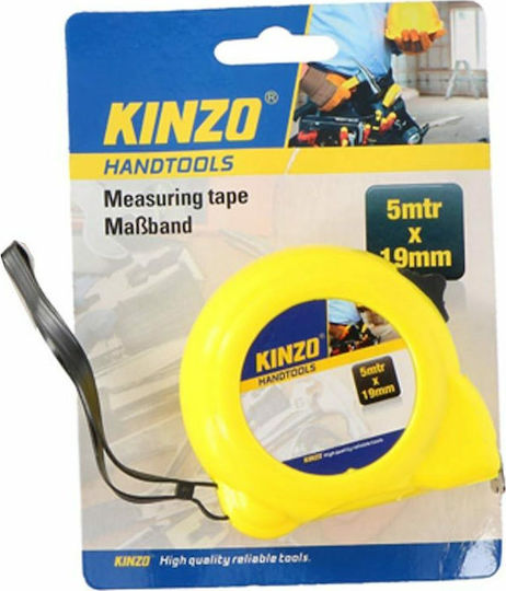 Kinzo Yellow Tape Measure with Auto-Rewind 19mm x 5m