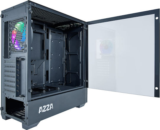 Azza Apollo 430 Gaming Midi Tower Computer Case with Side Window and RGB Lighting Black