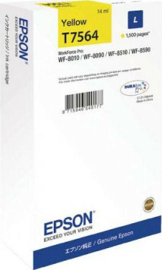 Epson T7564 Γνήσιο Μελάνι Εκτυπωτή InkJet Κίτρινο (C13T756440)