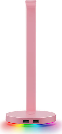 Razer Base Station V2 Chroma Desktop Headphone Stand with LED Lighting, Sound Card and USB Port Quartz Pink