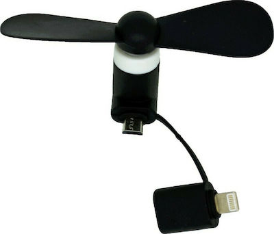 Ancus Lightning/microUSB mini Fan Black Ventilator Portabil USB / Fulgerul Negru