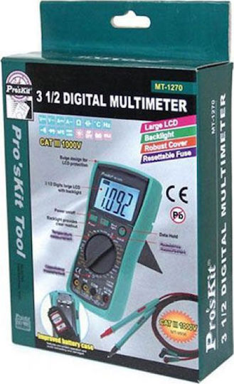 Proskit Digitales Multimeter mit Summer mit AC / DC / Widerstand / Kapazität / Temperaturmessung MT-1270