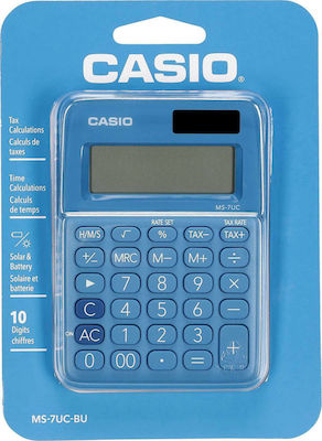 Casio MS-7UC Taschenrechner Buchhaltung 10 Ziffern in Hellblau Farbe