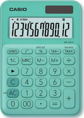 Casio MS-20UC Calculator Contabilitate 12 Cifre în Culoarea Verde