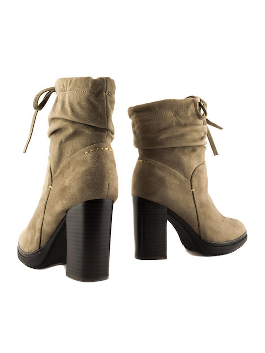 B17028 Wildleder Stiefeletten Damen Beige
